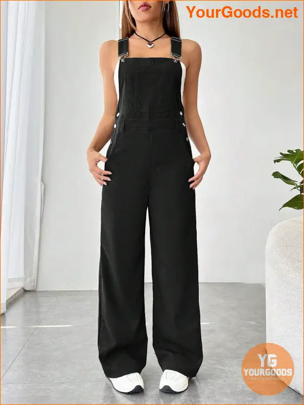 YOURGOODS Solid Pocket Front Overall Jumpsuit Without Tube Top - YourGoods Online Shop