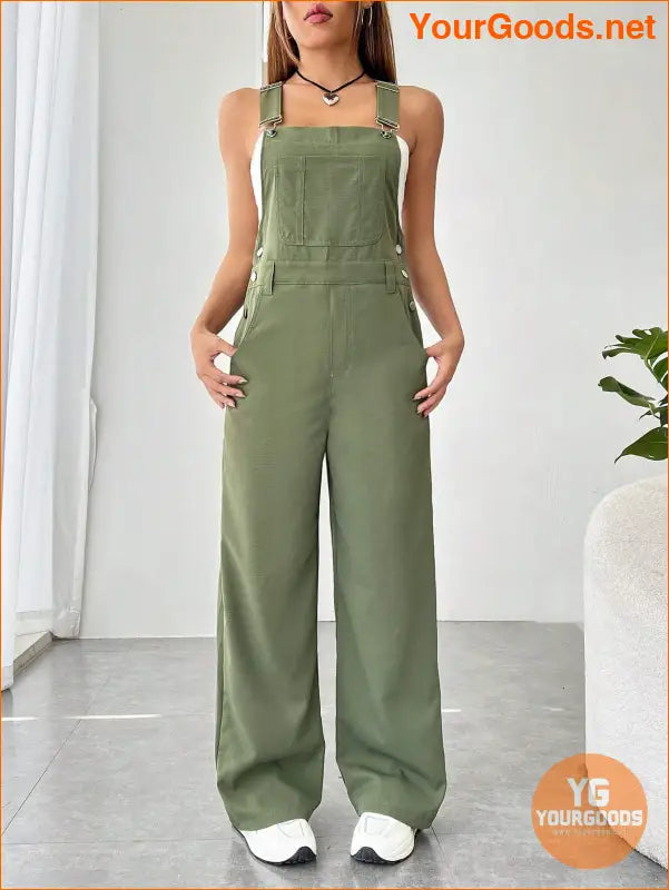 YOURGOODS Solid Pocket Front Overall Jumpsuit Without Tube Top - YourGoods Online Shop