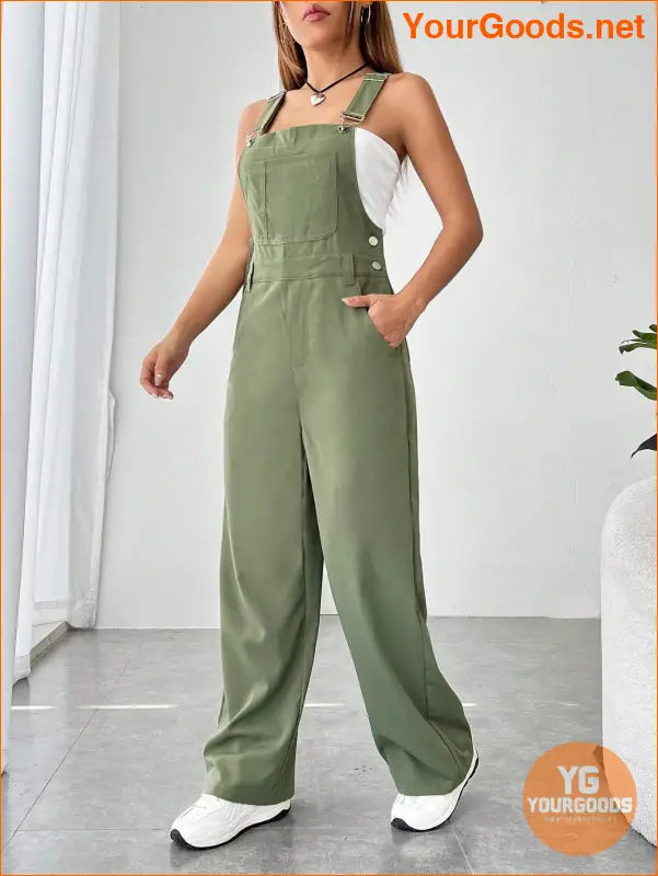 YOURGOODS Solid Pocket Front Overall Jumpsuit Without Tube Top - YourGoods Online Shop