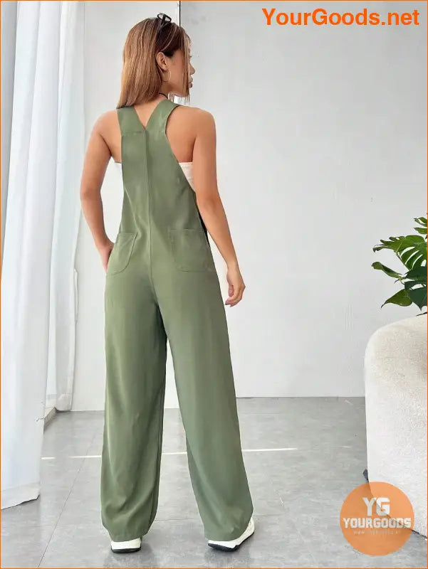 YOURGOODS Solid Pocket Front Overall Jumpsuit Without Tube Top - YourGoods Online Shop