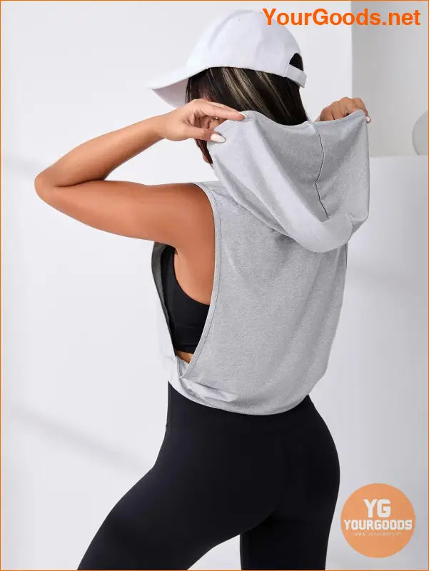 YOURGOODS Street Sport Cut Out Drawstring Sports Hoodie Cropped Hoodie - YourGoods Online Shop