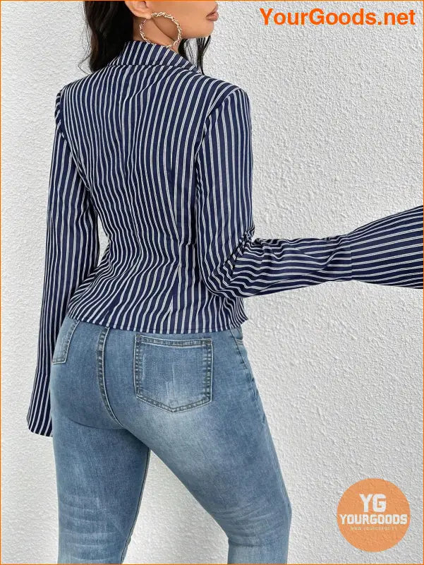 YOURGOODS Striped Flounce Sleeve Shirt - YourGoods Online Shop