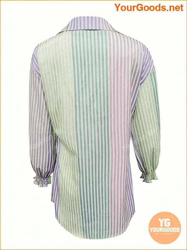 YOURGOODS Stylish Womens Lapel Striped Blouse - YourGoods Online Shop