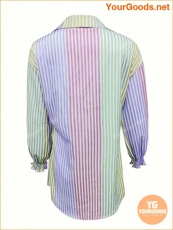 YOURGOODS Stylish Womens Lapel Striped Blouse - YourGoods Online Shop