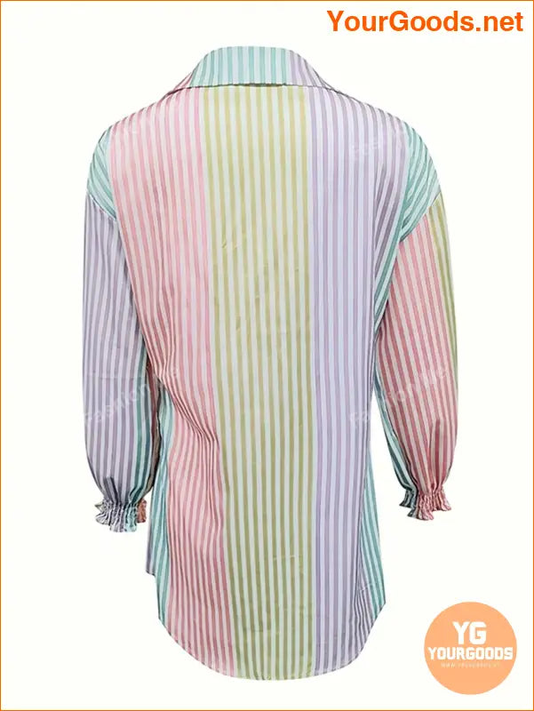 YOURGOODS Stylish Womens Lapel Striped Blouse - YourGoods Online Shop