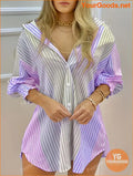 YOURGOODS Stylish Womens Lapel Striped Blouse - YourGoods Online Shop