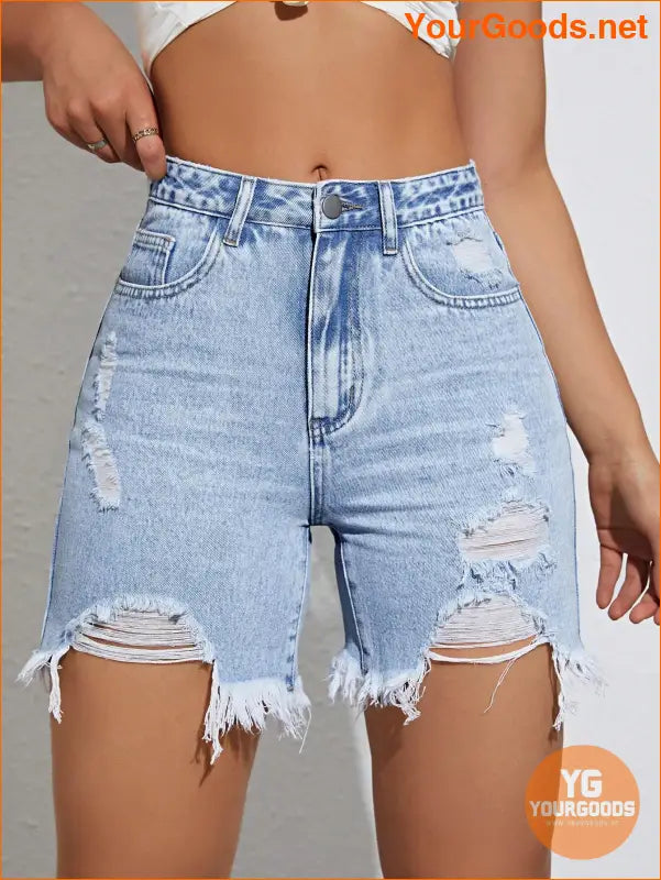 YOURGOODS Summer Casual Distressed Slim Denim Shorts - YourGoods Online Shop