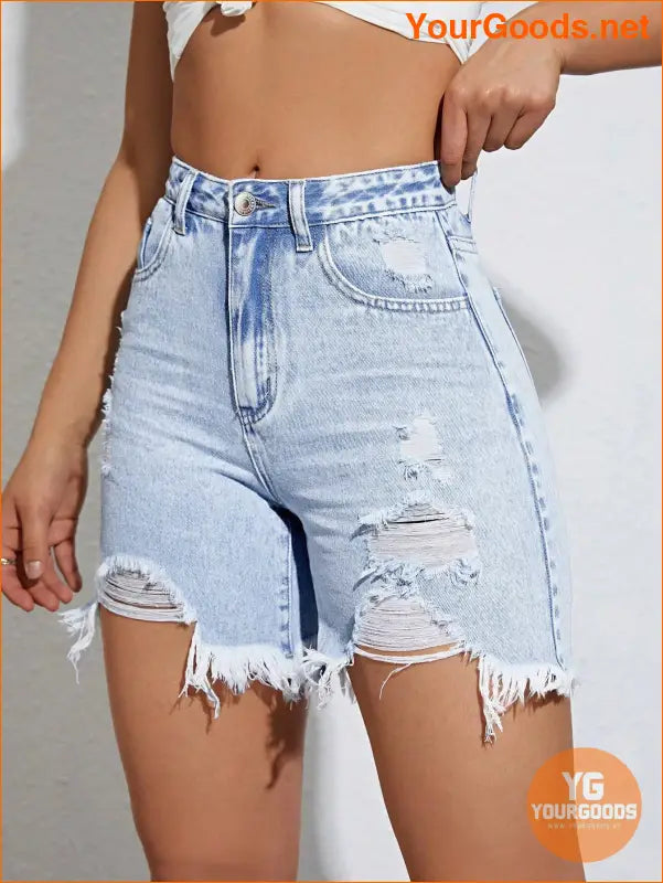 YOURGOODS Summer Casual Distressed Slim Denim Shorts - YourGoods Online Shop