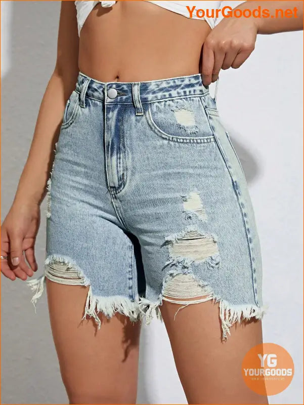 YOURGOODS Summer Casual Distressed Slim Denim Shorts - YourGoods Online Shop