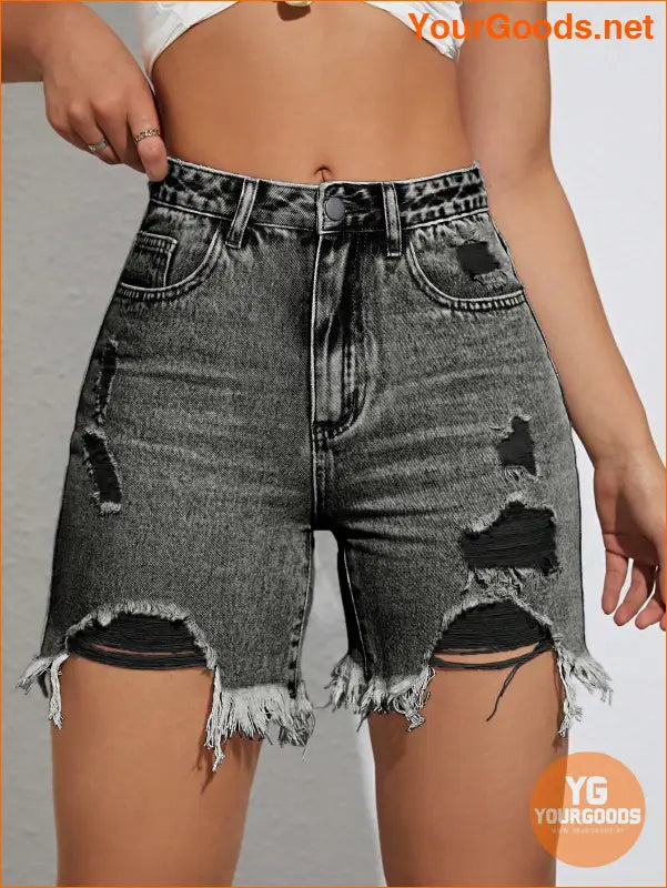 YOURGOODS Summer Casual Distressed Slim Denim Shorts - YourGoods Online Shop