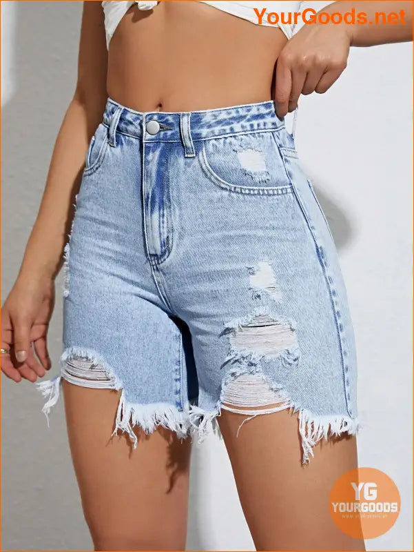 YOURGOODS Summer Casual Distressed Slim Denim Shorts - YourGoods Online Shop