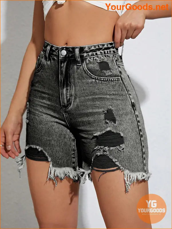 YOURGOODS Summer Casual Distressed Slim Denim Shorts - YourGoods Online Shop