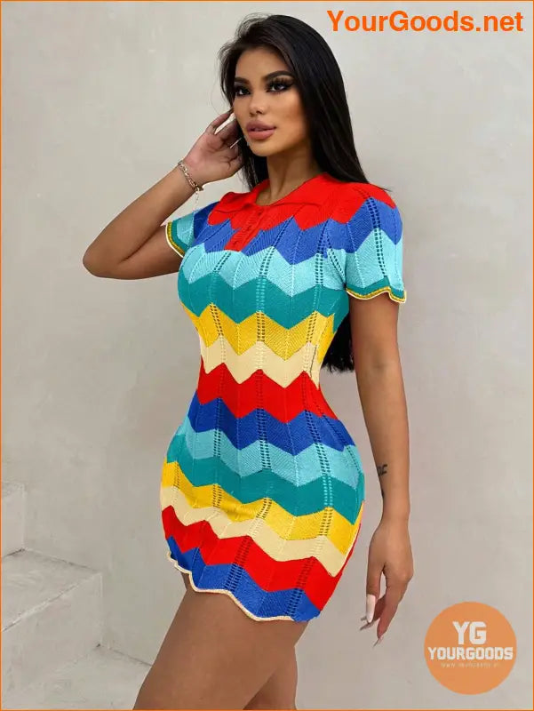 YOURGOODS Summer Slim Fit Color Block Mini Dress - YourGoods Online Shop