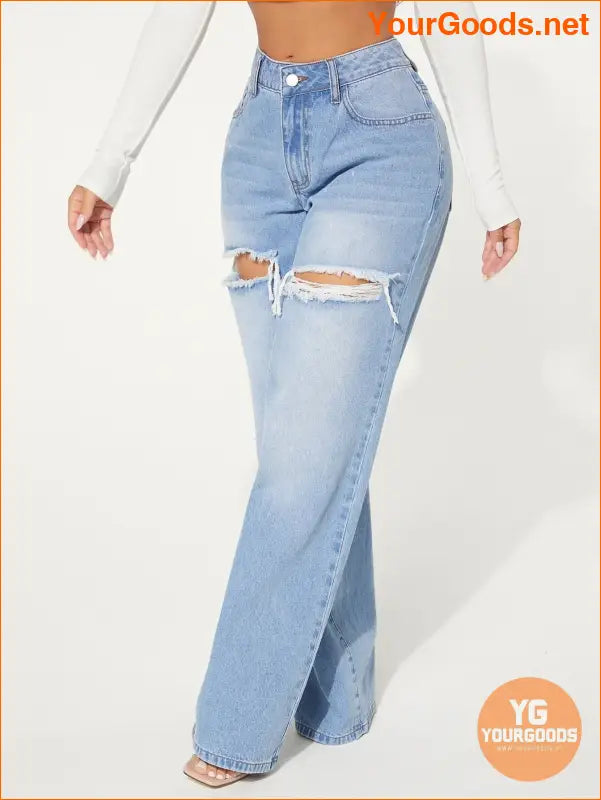 YOURGOODS SXY Cutout Ripped Wide Leg Jeans - YourGoods Online Shop