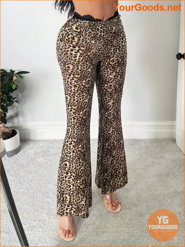 YOURGOODS SXY Lace Leopard Print Bell Bottoms - YourGoods Online Shop