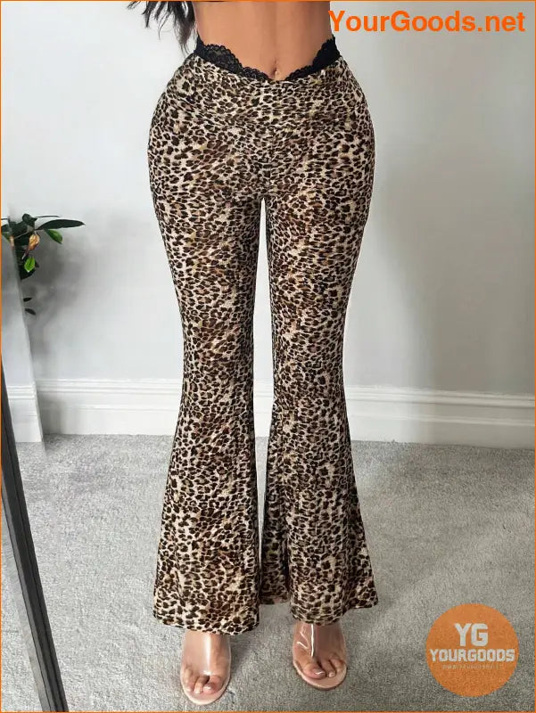 YOURGOODS SXY Lace Leopard Print Bell Bottoms - YourGoods Online Shop