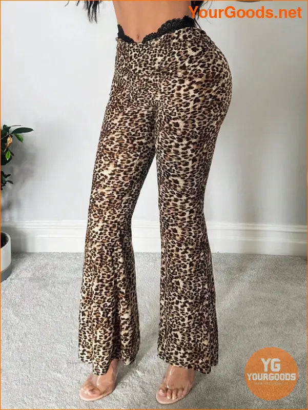 YOURGOODS SXY Lace Leopard Print Bell Bottoms - YourGoods Online Shop