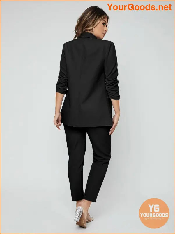 YOURGOODS SXY Shawl Neck Open Front Blazer & Pants Suit - YourGoods Online Shop