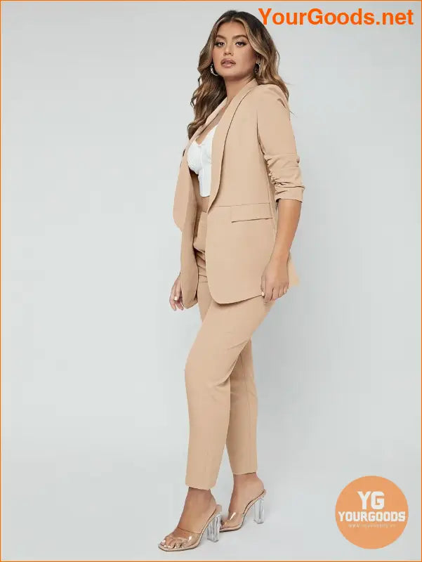 YOURGOODS SXY Shawl Neck Open Front Blazer & Pants Suit - YourGoods Online Shop