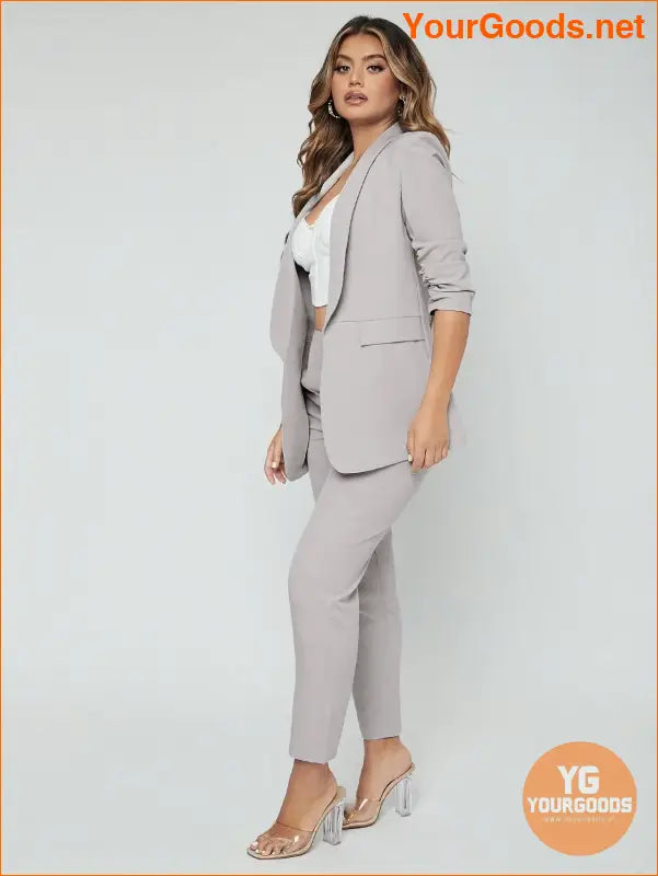 YOURGOODS SXY Shawl Neck Open Front Blazer & Pants Suit - YourGoods Online Shop