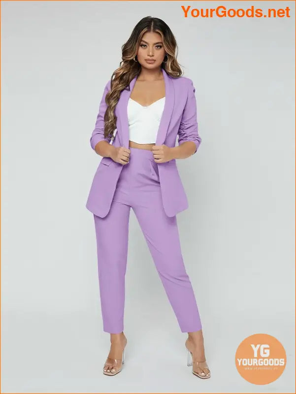 YOURGOODS SXY Shawl Neck Open Front Blazer & Pants Suit - YourGoods Online Shop