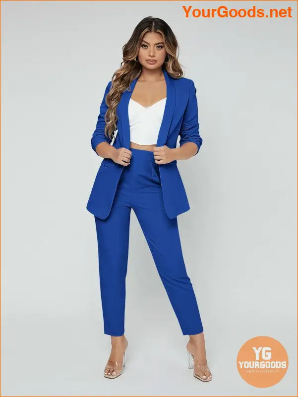 YOURGOODS SXY Shawl Neck Open Front Blazer & Pants Suit - YourGoods Online Shop