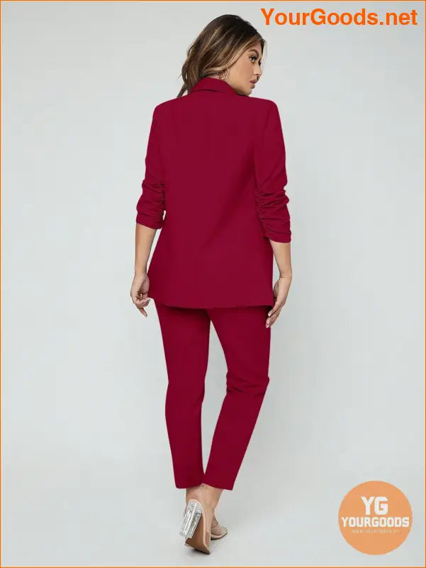 YOURGOODS SXY Shawl Neck Open Front Blazer & Pants Suit - YourGoods Online Shop