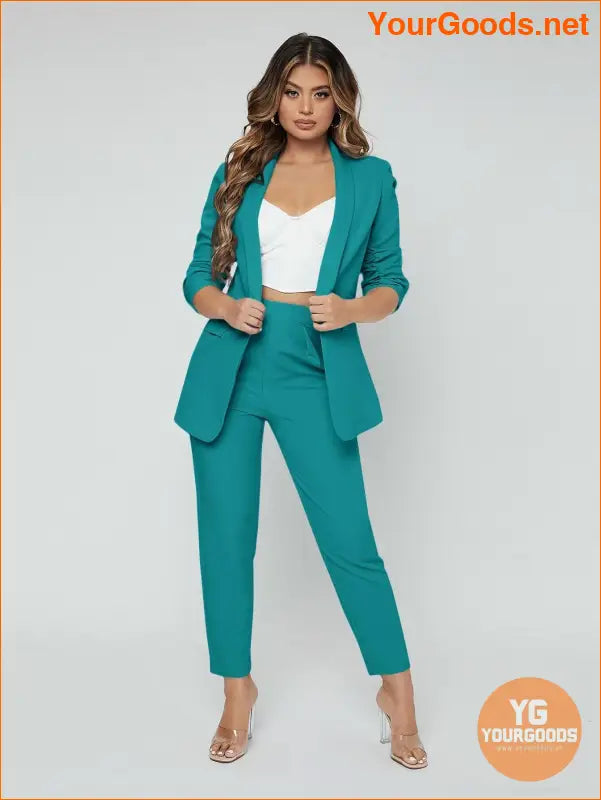 YOURGOODS SXY Shawl Neck Open Front Blazer & Pants Suit - YourGoods Online Shop