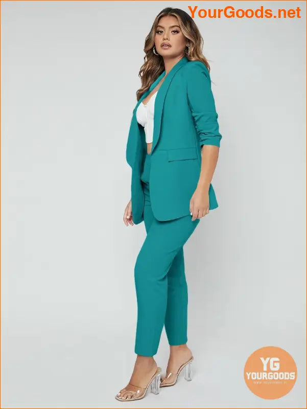 YOURGOODS SXY Shawl Neck Open Front Blazer & Pants Suit - YourGoods Online Shop