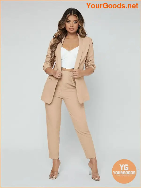 YOURGOODS SXY Shawl Neck Open Front Blazer & Pants Suit - YourGoods Online Shop