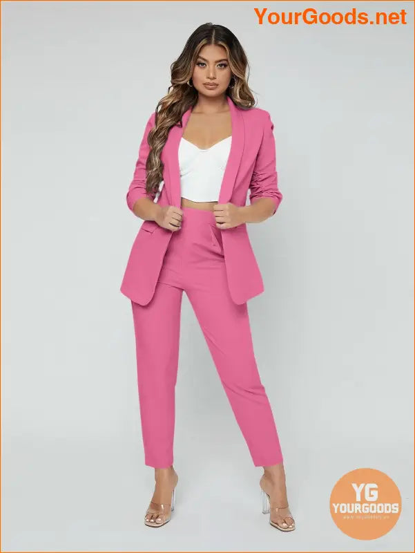 YOURGOODS SXY Shawl Neck Open Front Blazer & Pants Suit - YourGoods Online Shop