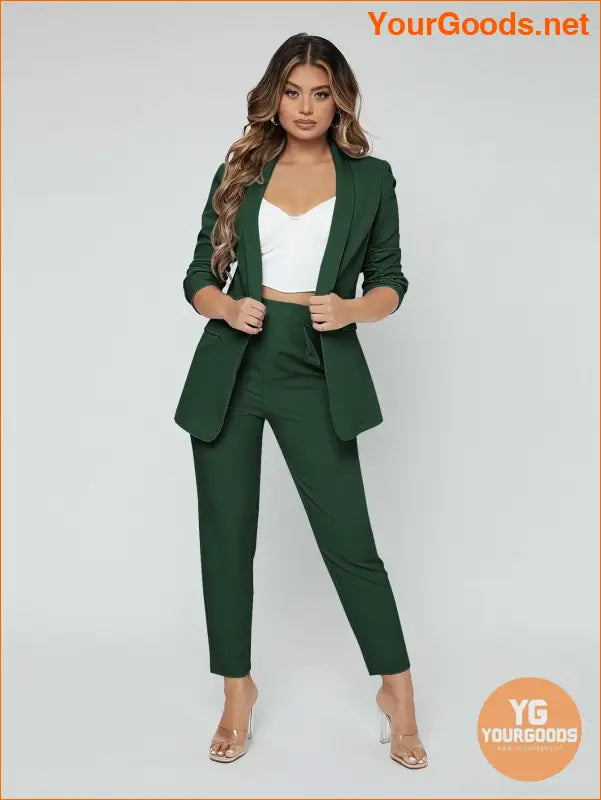 YOURGOODS SXY Shawl Neck Open Front Blazer & Pants Suit - YourGoods Online Shop