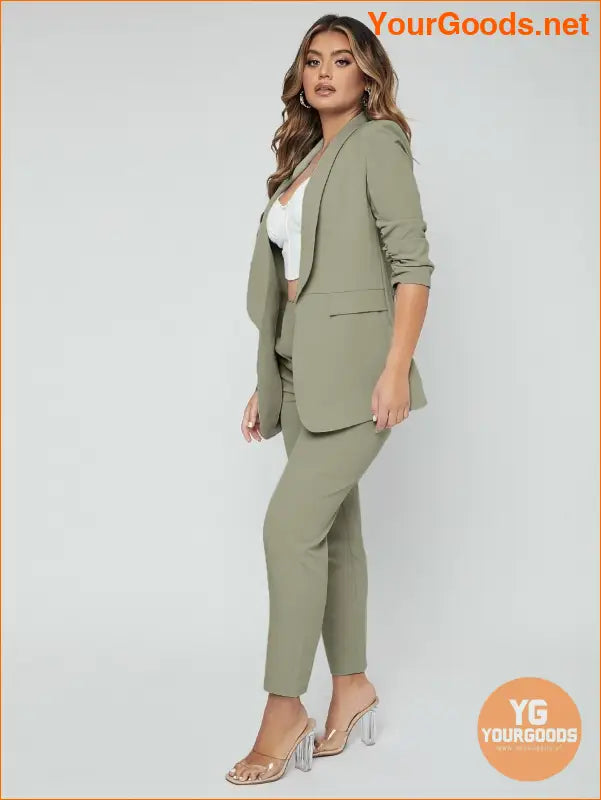 YOURGOODS SXY Shawl Neck Open Front Blazer & Pants Suit - YourGoods Online Shop