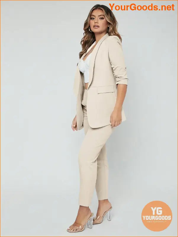 YOURGOODS SXY Shawl Neck Open Front Blazer & Pants Suit - YourGoods Online Shop