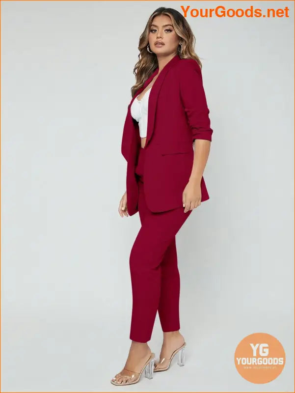 YOURGOODS SXY Shawl Neck Open Front Blazer & Pants Suit - YourGoods Online Shop