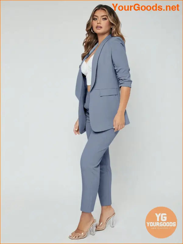 YOURGOODS SXY Shawl Neck Open Front Blazer & Pants Suit - YourGoods Online Shop