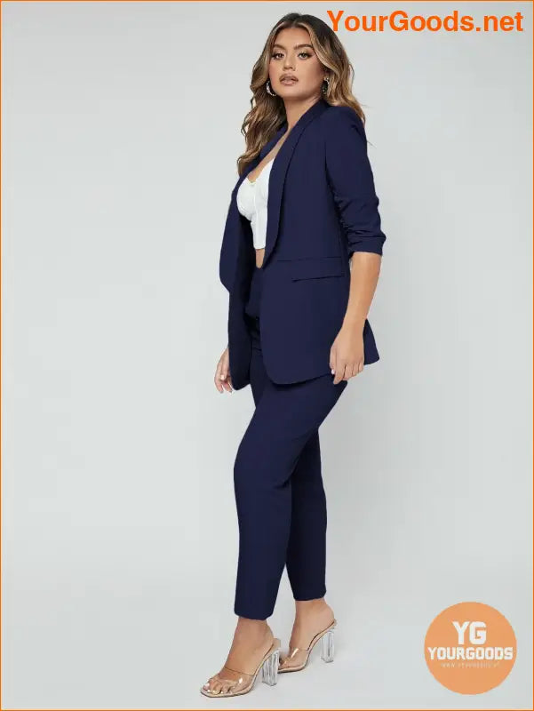 YOURGOODS SXY Shawl Neck Open Front Blazer & Pants Suit - YourGoods Online Shop