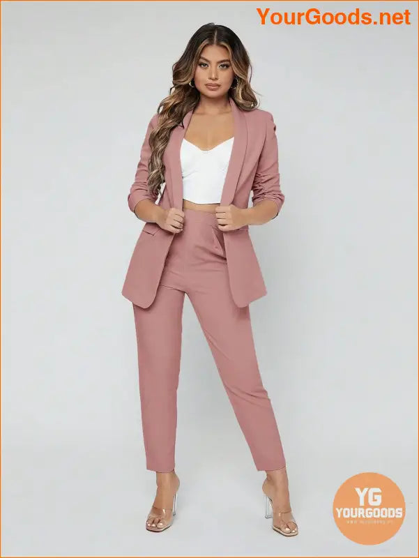 YOURGOODS SXY Shawl Neck Open Front Blazer & Pants Suit - YourGoods Online Shop