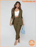 YOURGOODS SXY Shawl Neck Open Front Blazer & Pants Suit - YourGoods Online Shop