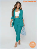 YOURGOODS SXY Shawl Neck Open Front Blazer & Pants Suit - YourGoods Online Shop