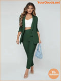 YOURGOODS SXY Shawl Neck Open Front Blazer & Pants Suit - YourGoods Online Shop