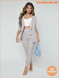 YOURGOODS SXY Shawl Neck Open Front Blazer & Pants Suit - YourGoods Online Shop