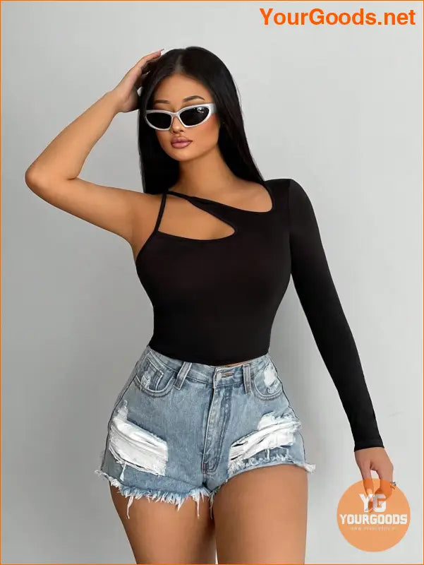 YOURGOODS SXY Solid Asymmetrical Cut Out Top - YourGoods Online Shop