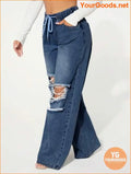 YOURGOODS SXY Waist Cut Out Ripped Wide Jeans - YourGoods Online Shop