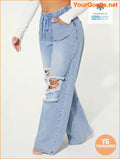 YOURGOODS SXY Waist Cut Out Ripped Wide Jeans - YourGoods Online Shop