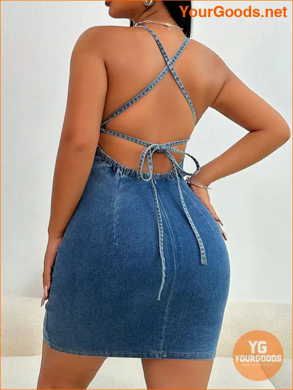 YOURGOODS SXY Womens Backless Denim Bodycon Dress - YourGoods Online Shop