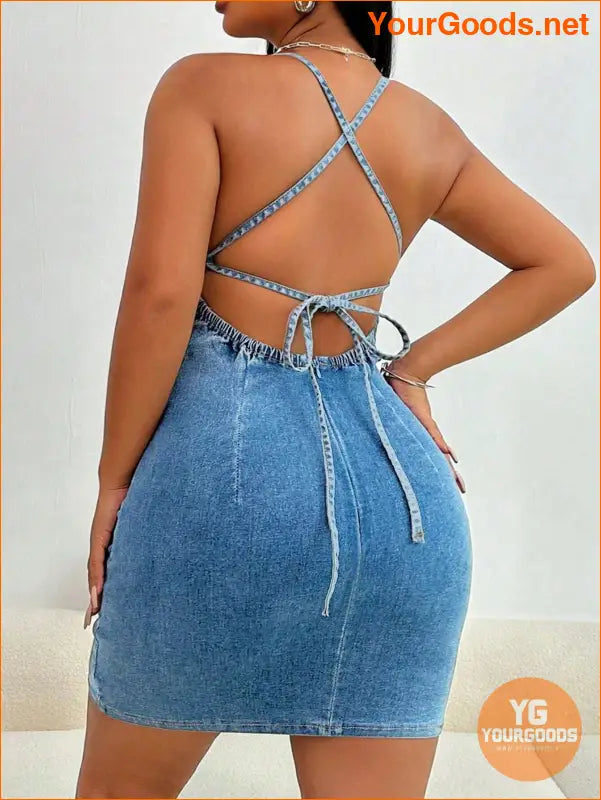 YOURGOODS SXY Womens Backless Denim Bodycon Dress - YourGoods Online Shop