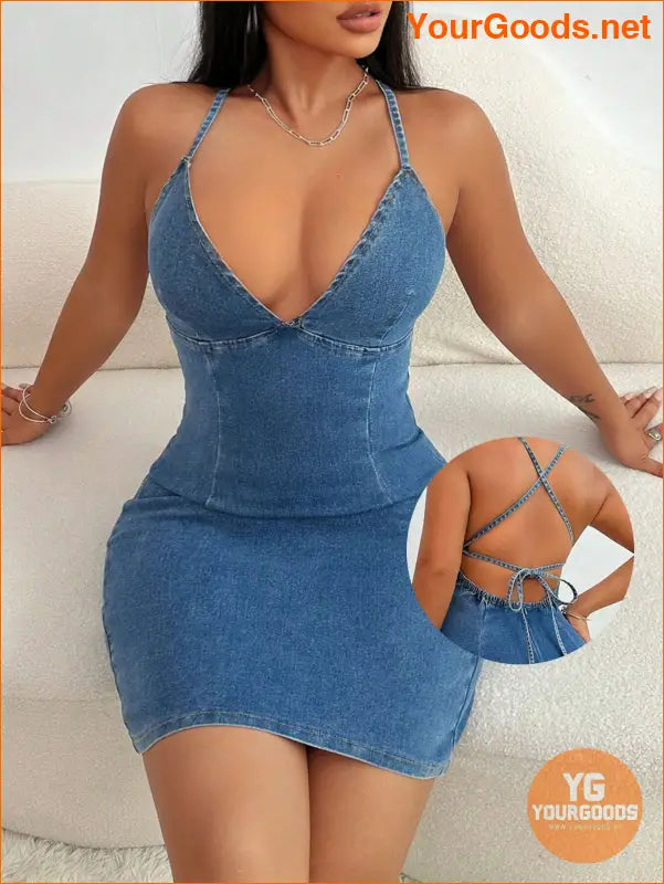 YOURGOODS SXY Womens Backless Denim Bodycon Dress - YourGoods Online Shop