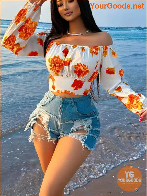 YOURGOODS SXY Womens OffShoulder Floral Summer Shirt - YourGoods Online Shop