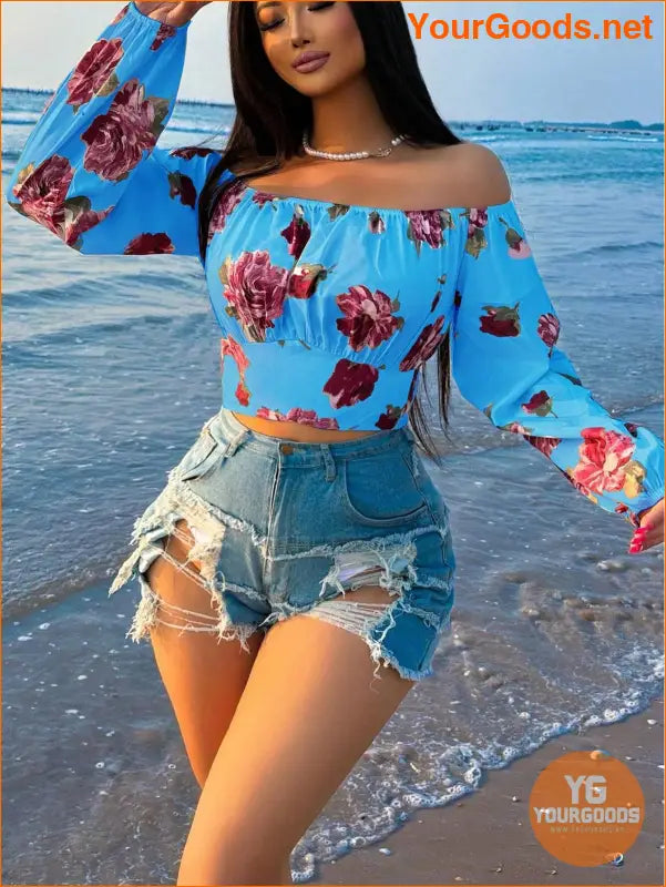 YOURGOODS SXY Womens OffShoulder Floral Summer Shirt - YourGoods Online Shop